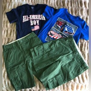 Boys summer clothes size 7-8 & 8 tee shirts and shorts bundle